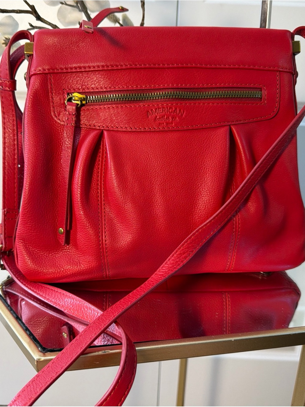 American Leather co Red Leather Crossbody Bag excellent!